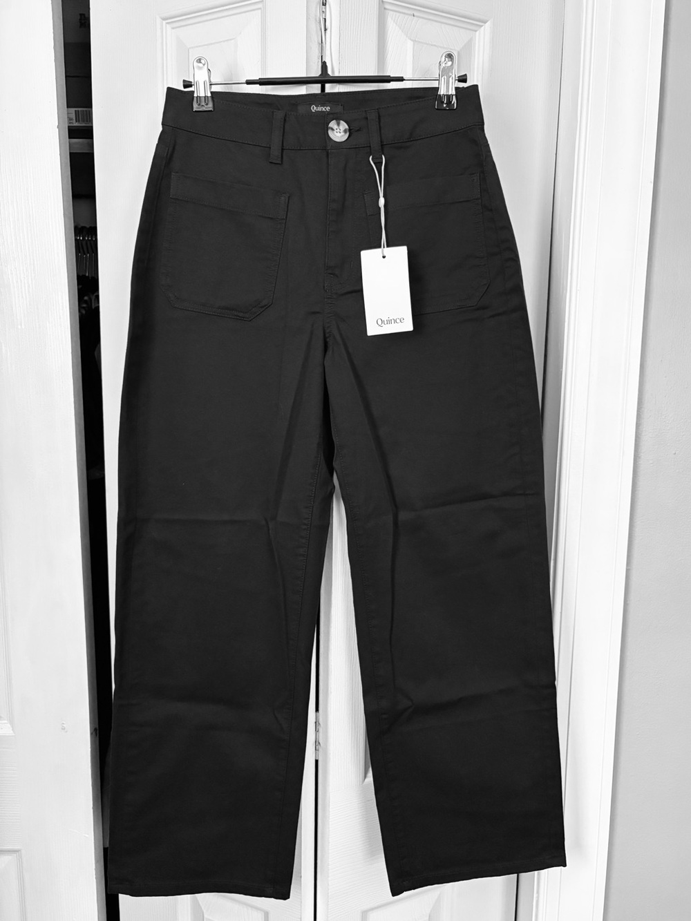 Quince Organic Stretch Cotton Chino Cropped Wide Leg Pants NWT Size 0